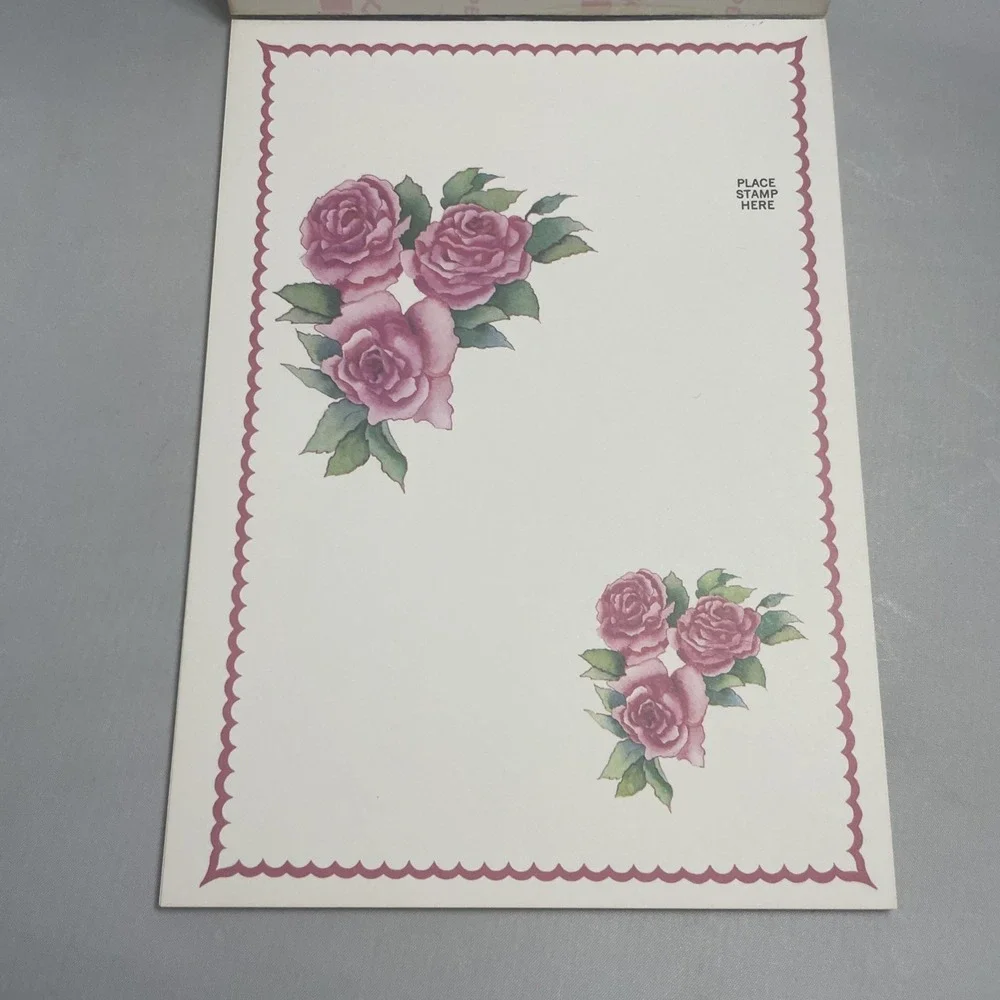 PRATT & AUSTIN‎ Seal N Send Foldover Note Set 11 Notes 24 Gold Seals Pink Roses